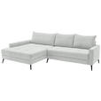 ECKSOFA  in Cord Elfenbein  173/280 cm  - Elfenbein/Schwarz, KONVENTIONELL, Textil/Metall (173/280cm) - Hom`in