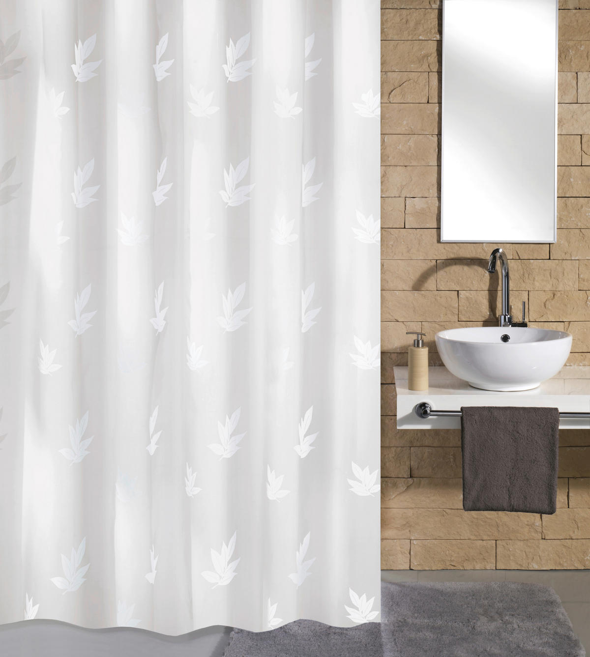 DUSCHVORHANG 180/200 cm  - Weiß, KONVENTIONELL, Textil (180/200cm) - Kleine Wolke