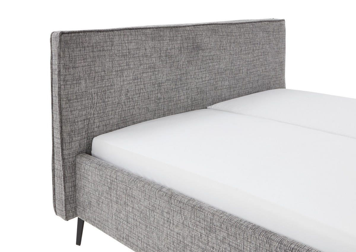 POLSTERBETT Lattenrost, Bettkasten 180/200 cm  in Grau, Hellgrau  - Birkefarben/Buchefarben, Design, Holz/Textil (180/200cm) - home24
