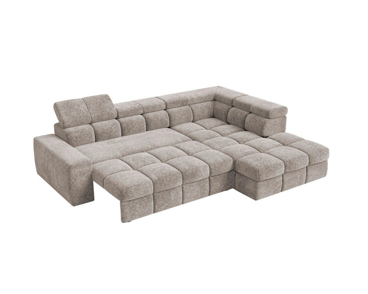 ECKSOFA  in Chenille Graubraun  - Graubraun/Schwarz, MODERN, Kunststoff/Textil (292/204cm) - Milino