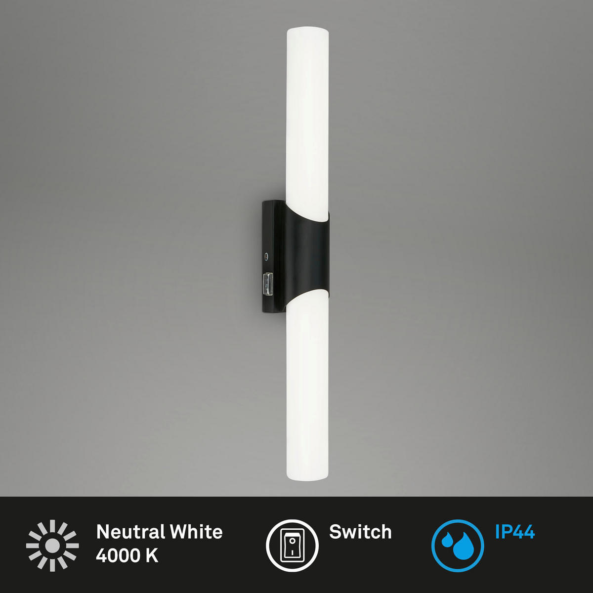 KUPAONSKA LED SVJETILJKA STRO  - bijela/crna, Basics, plastika (47/6,8/6,5cm)