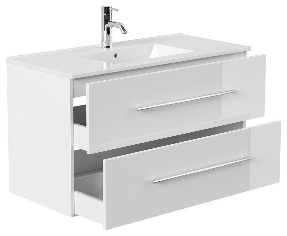 WASCHTISCHKOMBI 101 cm  - Weiß Hochglanz/Weiß, Basics, Keramik/Holzwerkstoff (101cm) - MID.YOU