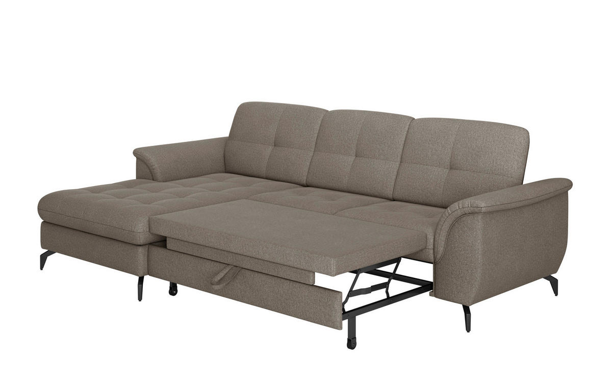 ECKSOFA ZORA E Schlammfarben Flachgewebe  - Schlammfarben/Schwarz, MODERN, Textil/Metall (164/262cm) - Sit & More