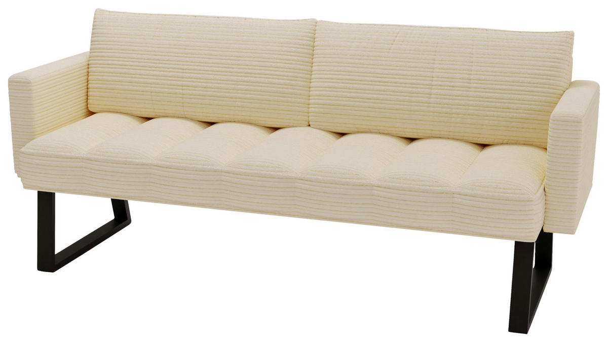 SITZBANK 200/88/69 cm Struktur Beige Metall  - Beige/Schwarz, Design, Textil/Metall (200/88/69cm) - Valdera