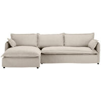 HUSSEN-ECKSOFA in Flachgewebe, Bouclé Beige  - Beige/Schwarz, Trend, Textil/Metall (165/295cm) - Livetastic