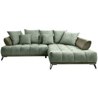 ECKSOFA Grün Chenille Zierkissen, Rückenkissen, Rücken echt  - Schwarz/Grün, MODERN, Textil/Metall (262/184cm) - MID.YOU