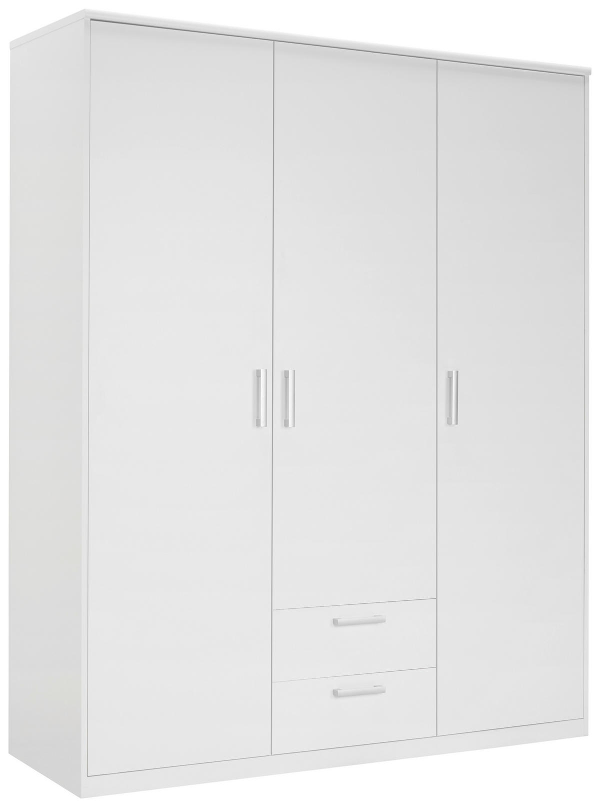 DREHTÜRENSCHRANK in Weiss  - Weiss/Silberfarben, Konventionell, Holzwerkstoff/Kunststoff (157/194/54cm) - Xora