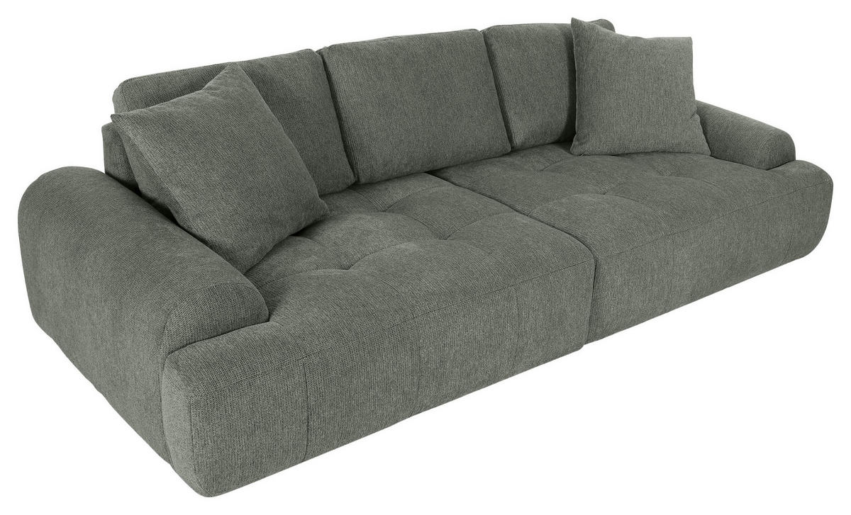 BIGSOFA Flachgewebe Grün  - Schwarz/Grün, KONVENTIONELL, Kunststoff/Textil (276/95/130cm) - Carryhome