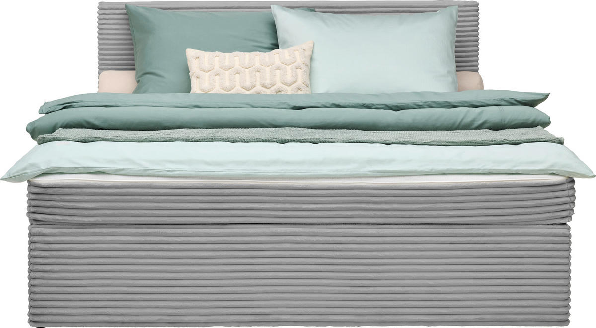 BOXBETT 200/200 cm,  in Silberfarben,  - Silberfarben, MODERN, Holz/Textil (200/200cm) - MID.YOU