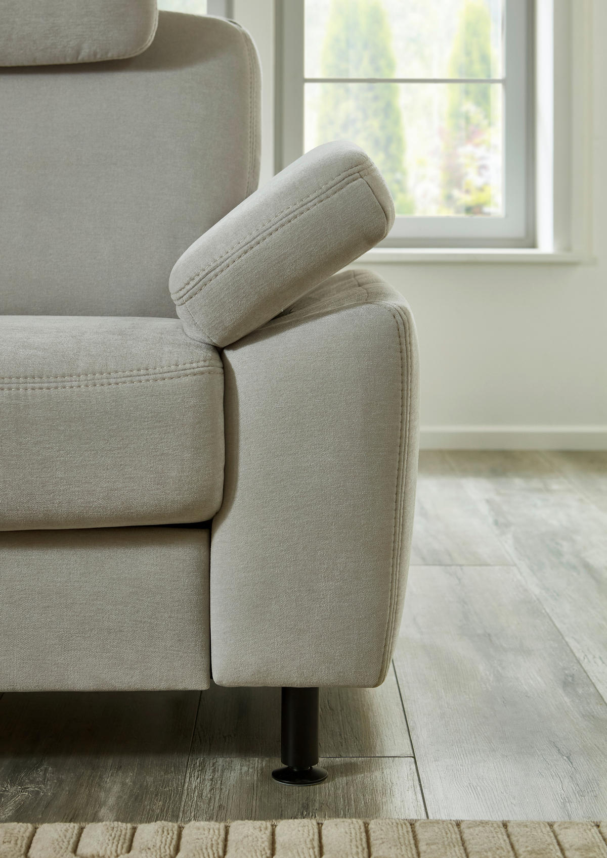 ECKSOFA in Flachgewebe Silberfarben  - Silberfarben/Schwarz, Konventionell, Textil/Metall (248/252cm) - Beldomo Comfort