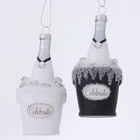 CHRISTBAUMANHÄNGER 6,2 cm  - Türkis/Schwarz, Glas/Textil (6,2cm)