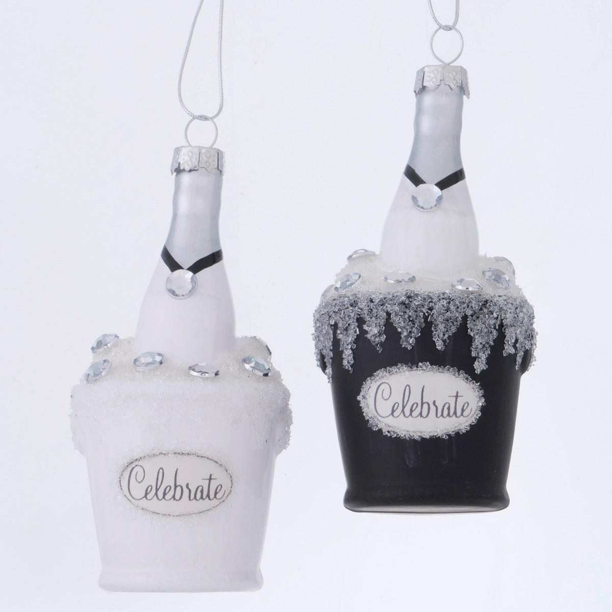 CHRISTBAUMANHÄNGER 6,2 cm  - Türkis/Schwarz, Glas/Textil (6,2cm)