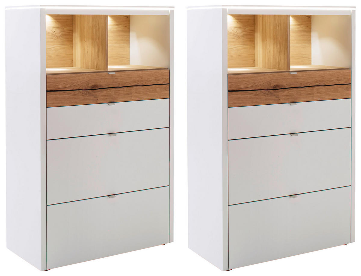 HIGHBOARD  in 193/140/43 cm  - Weiss/Edelstahlfarben, Design, Holz/Holzwerkstoff (193/140/43cm) - Venjakob