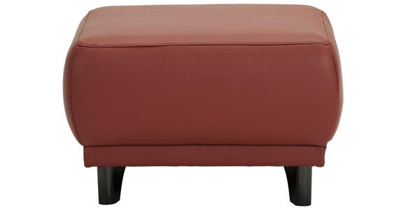 HOCKER Echtleder Rot  - Rot/Schwarz, Design, Leder/Metall (66/44/66cm) - Xora