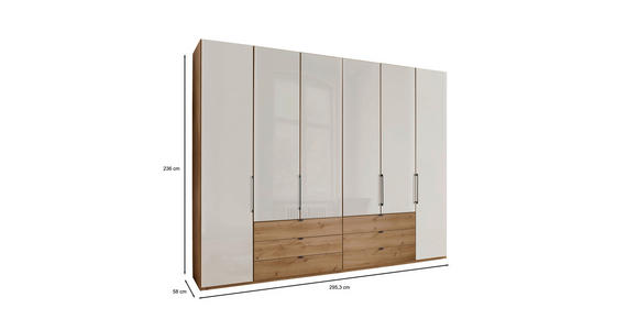 DREHTÜRENSCHRANK  in Champagner, Eiche Bianco  - Schieferfarben/Eiche Bianco, KONVENTIONELL, Glas/Holzwerkstoff (300/236/58cm) - Dieter Knoll