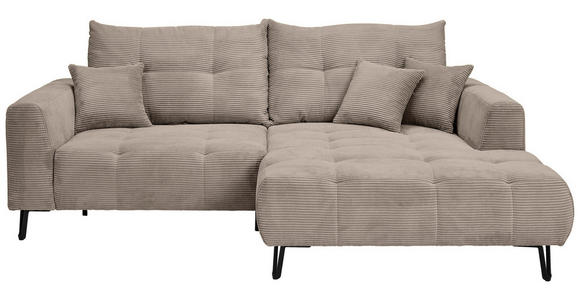 ECKSOFA in Cord Taupe  - Taupe/Schwarz, KONVENTIONELL, Textil/Metall (250/185cm) - Carryhome