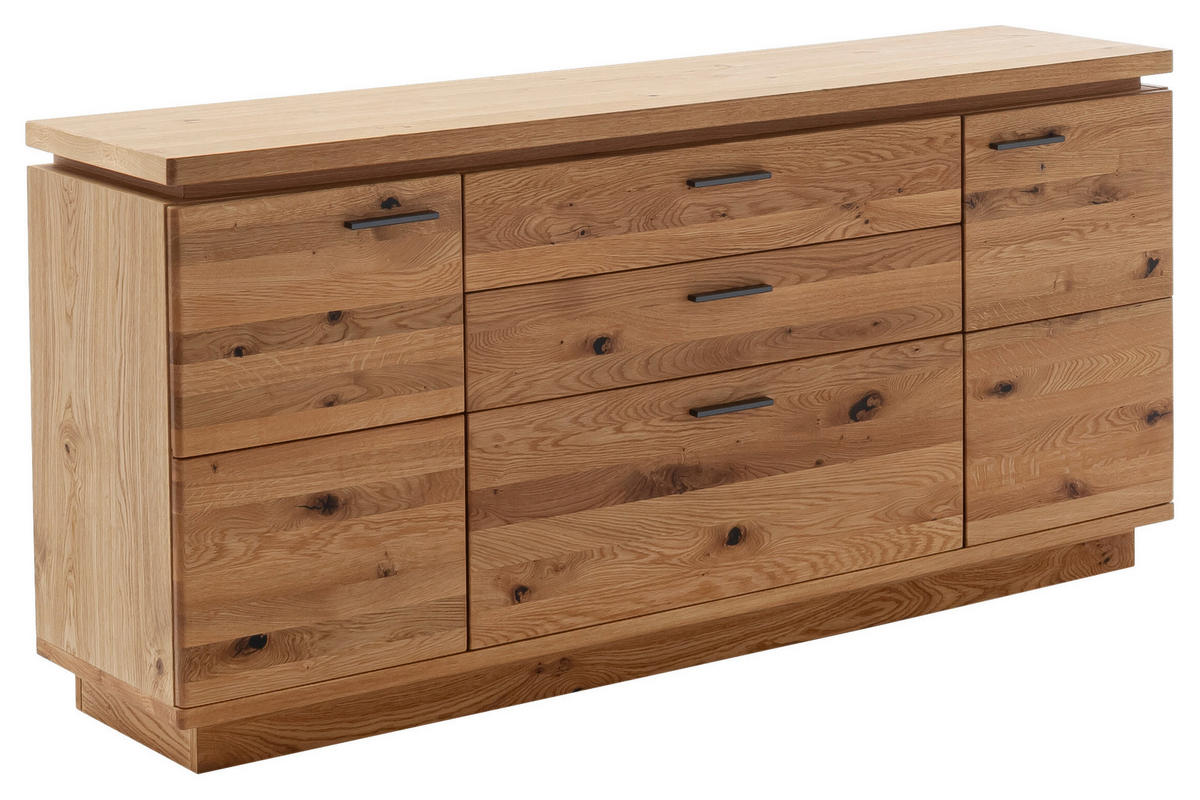 ŠIROKÁ KOMODA, dub, 180/84/44 cm - barvy dubu/černá, Natur, kov/dřevo (180/84/44cm) - Linea Natura