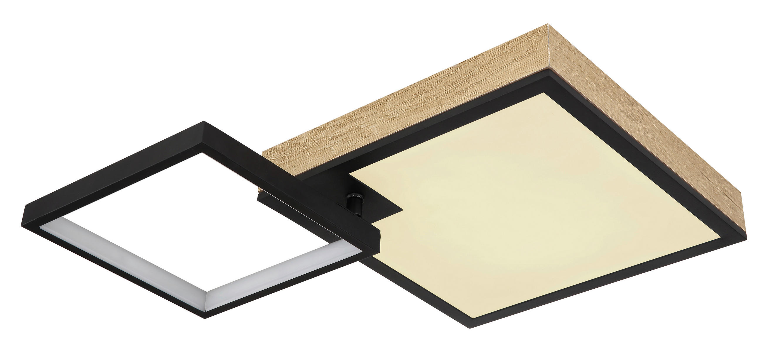 LED-DECKENLEUCHTE 21 W    60/41/10 cm  - Dunkelbraun/Opal, Natur, Holzwerkstoff/Kunststoff (60/41/10cm) - Globo