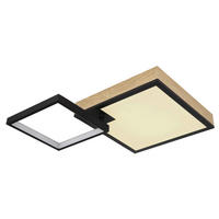 LED-DECKENLEUCHTE 21 W    60/41/10 cm  - Dunkelbraun/Opal, Natur, Holzwerkstoff/Kunststoff (60/41/10cm) - Globo