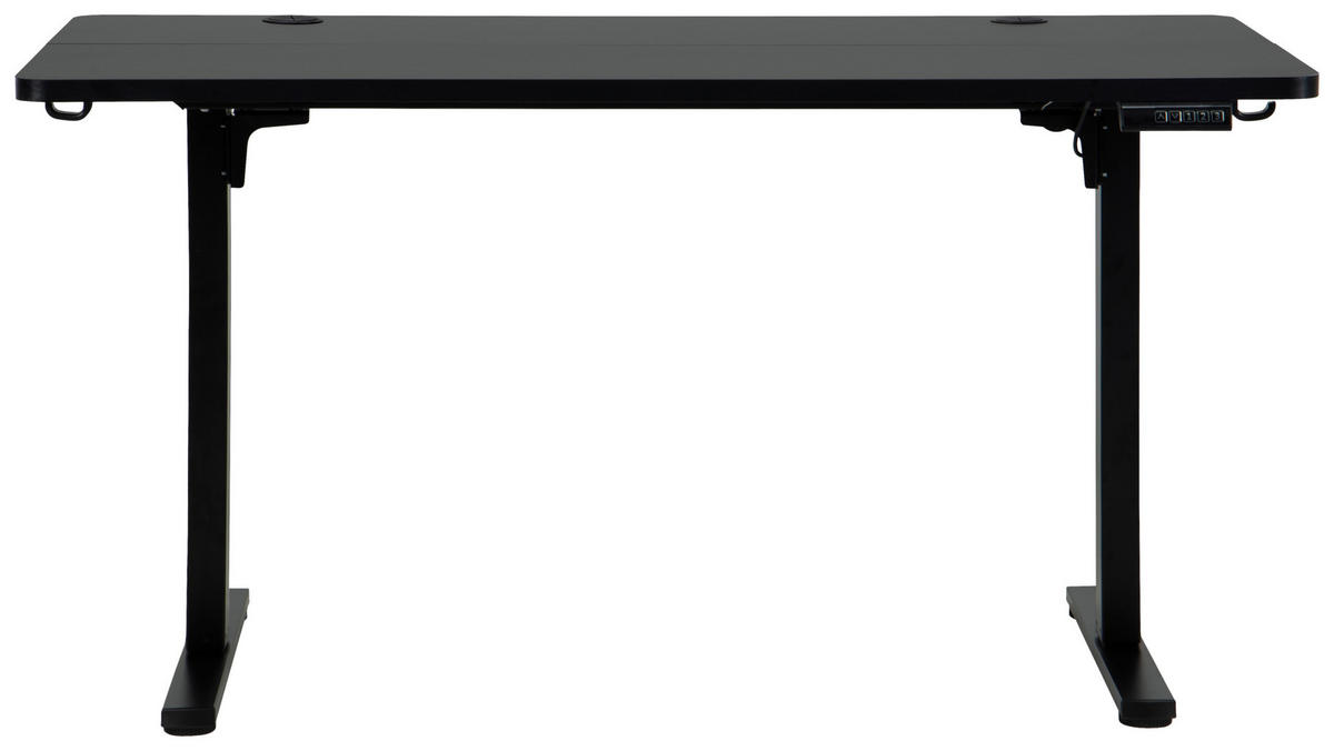 SCHREIBTISCH 140/70/72/118 cm Schwarz elektrisch höhenverstellbar  - Schwarz, MODERN, Holzwerkstoff/Metall (140/70/72/118cm) - Livetastic