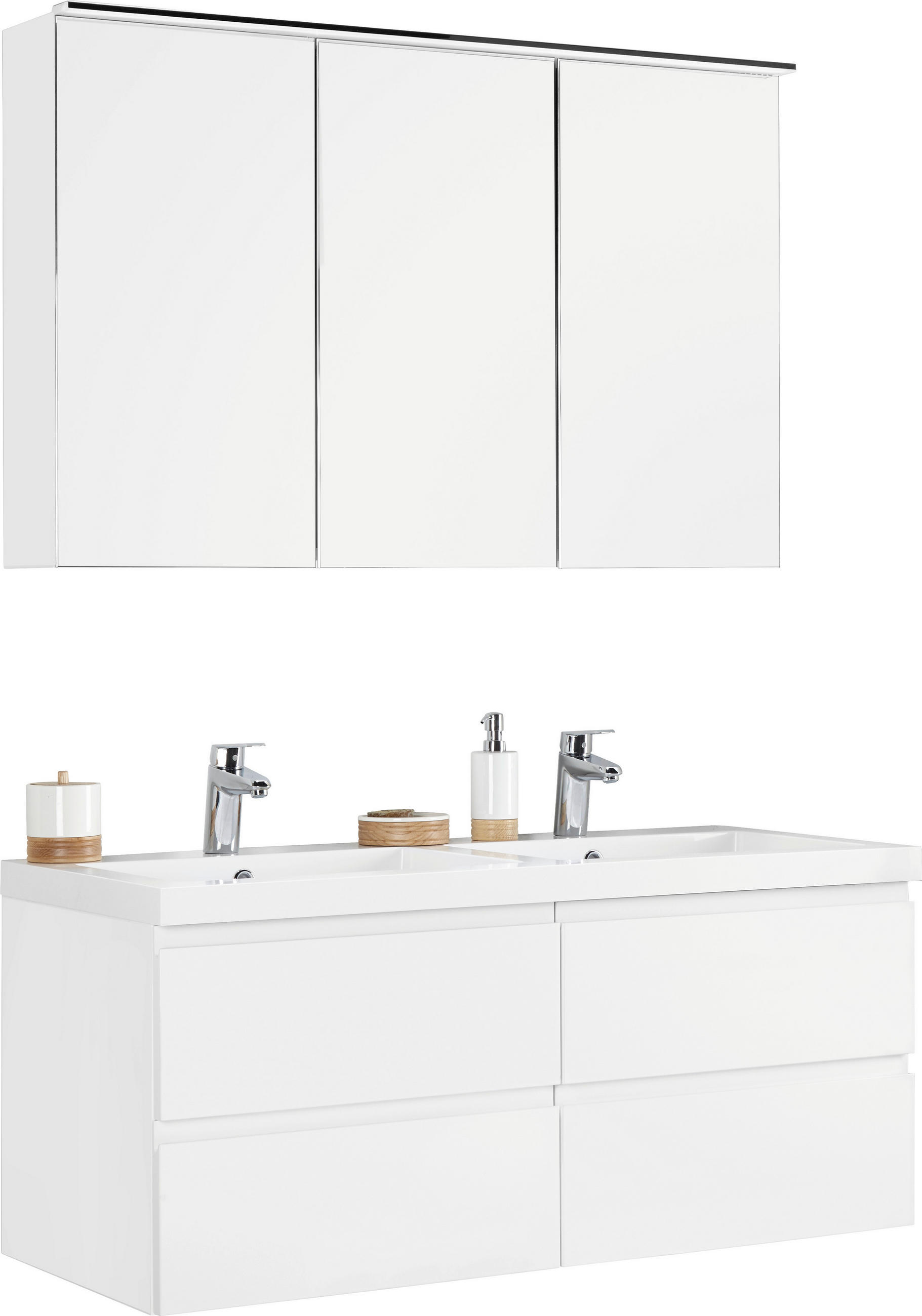 BADEZIMMER  in 120 cm  - Weiß, Design, Glas/Holzwerkstoff (120cm) - Novel