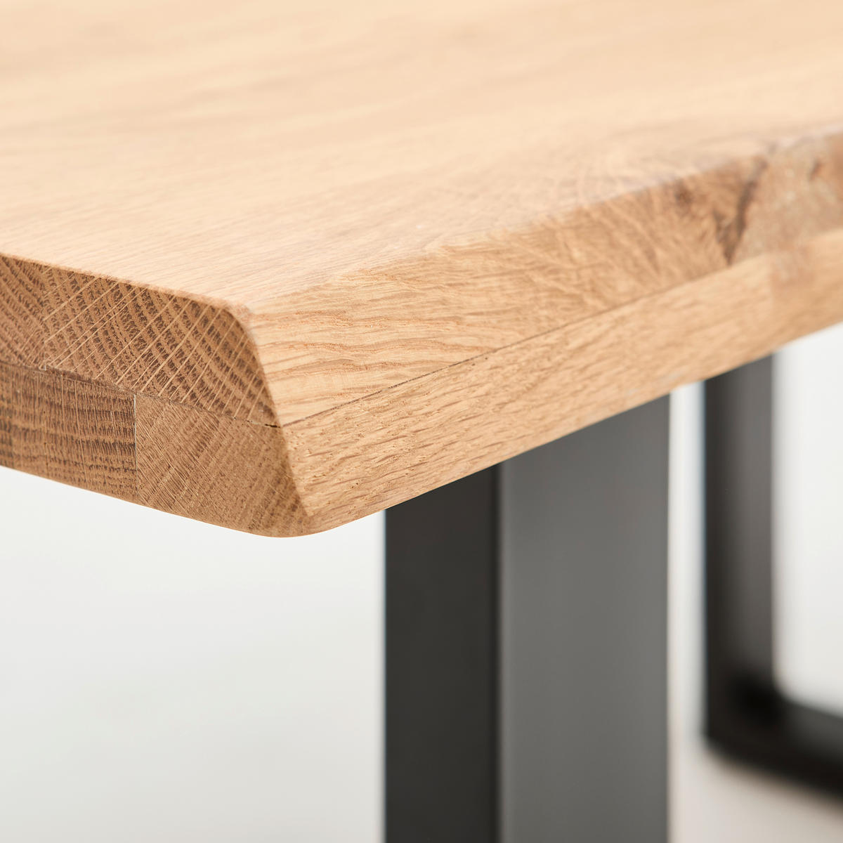 ESSTISCH Eiche vollmassiv rechteckig Eichefarben, Schwarz  - Eichefarben/Schwarz, Design, Holz/Metall (160/90/76cm) - home24