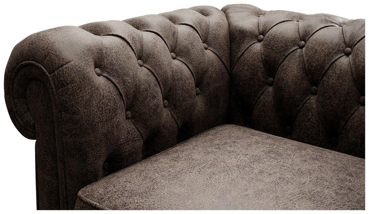 CHESTERFIELD-SOFA in Echtleder Dunkelbraun  - Wengefarben/Dunkelbraun, Lifestyle, Leder/Holz (206/76,5/96cm) - Landscape