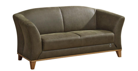 2,5-SITZER MERAN Lederlook Dunkelgrün  - Dunkelgrün/Beige, ROMANTIK / LANDHAUS, Holz/Textil (180/86/86cm) - Landscape