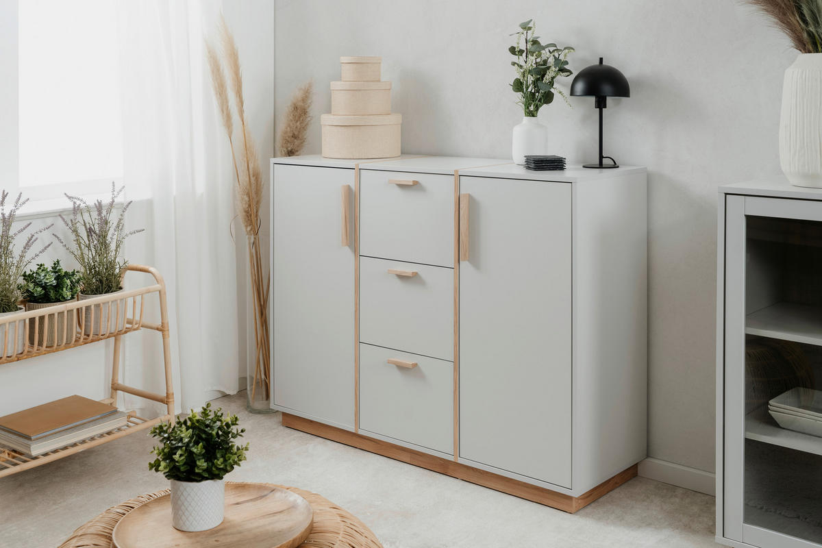 KOMMODE  in 122/94/40 cm  - Beige/Grau, KONVENTIONELL, Holzwerkstoff (122/94/40cm) - Livetastic