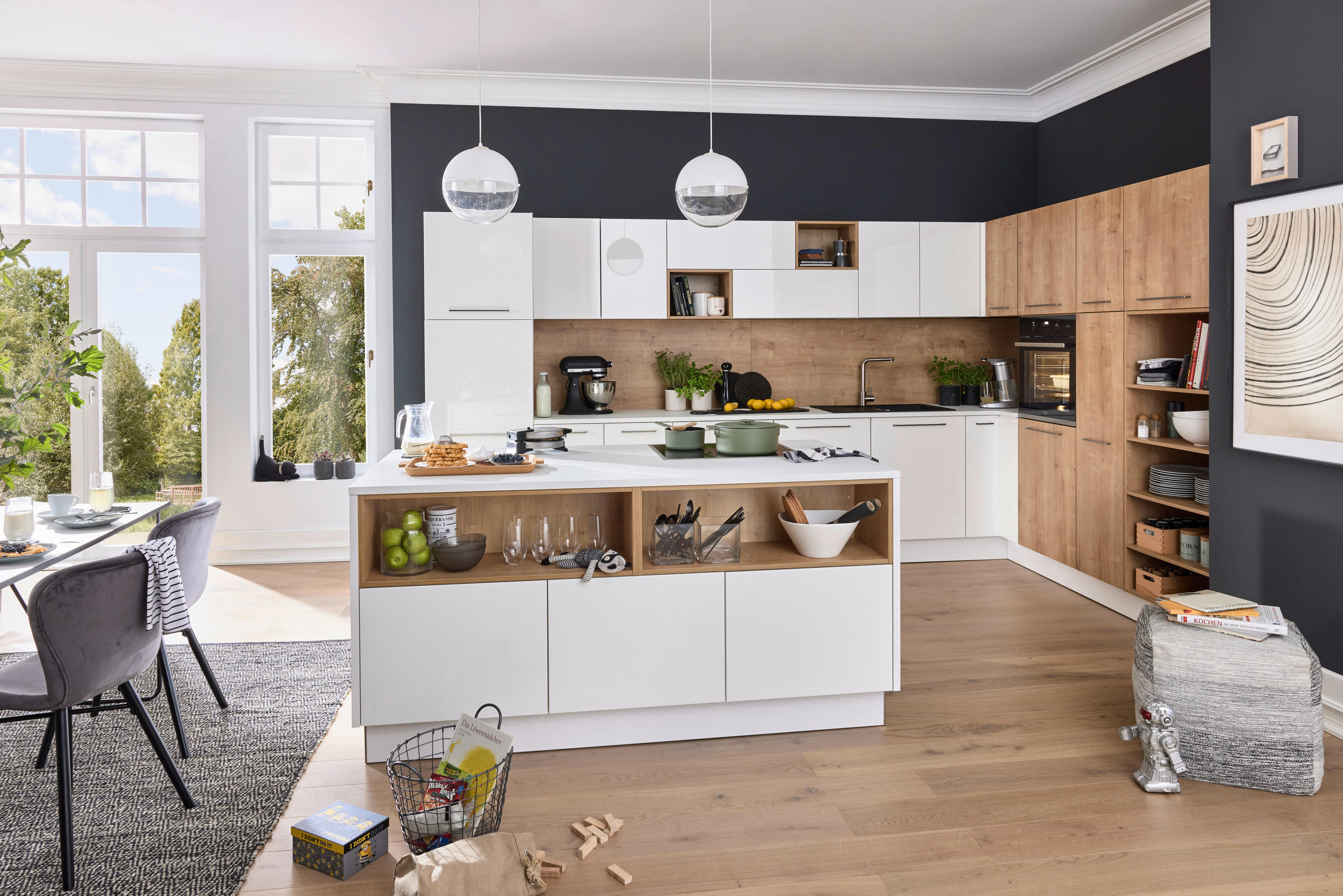 EINBAUKÜCHE LUX  - Eichefarben/Weiß, Design, Holzwerkstoff - Nolte Küchen