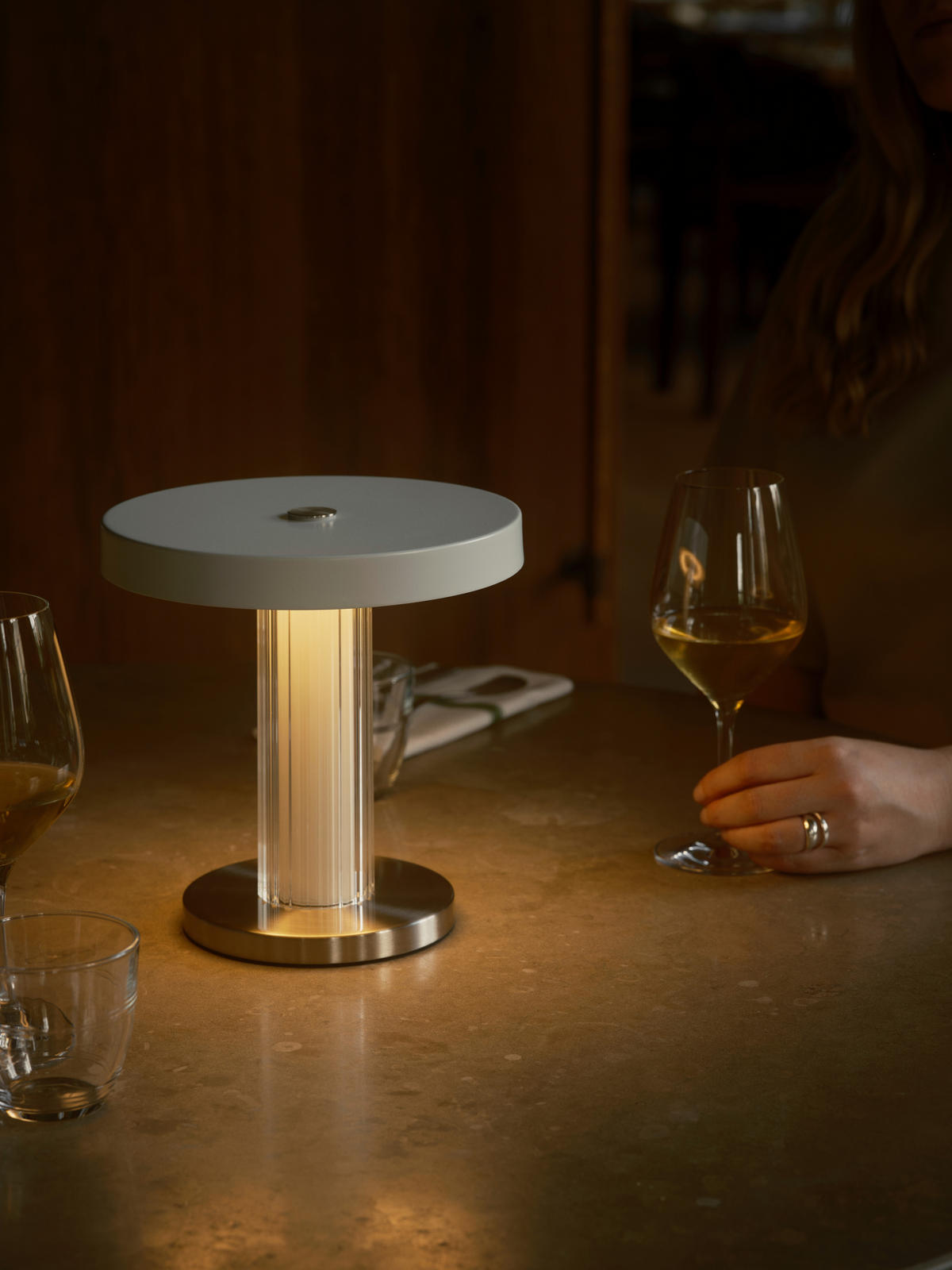 TISCHLEUCHTE Trezzi 21/21,9 cm  - Hellrosa/Beige, Design, Kunststoff (21/21,9cm) - Nordlux