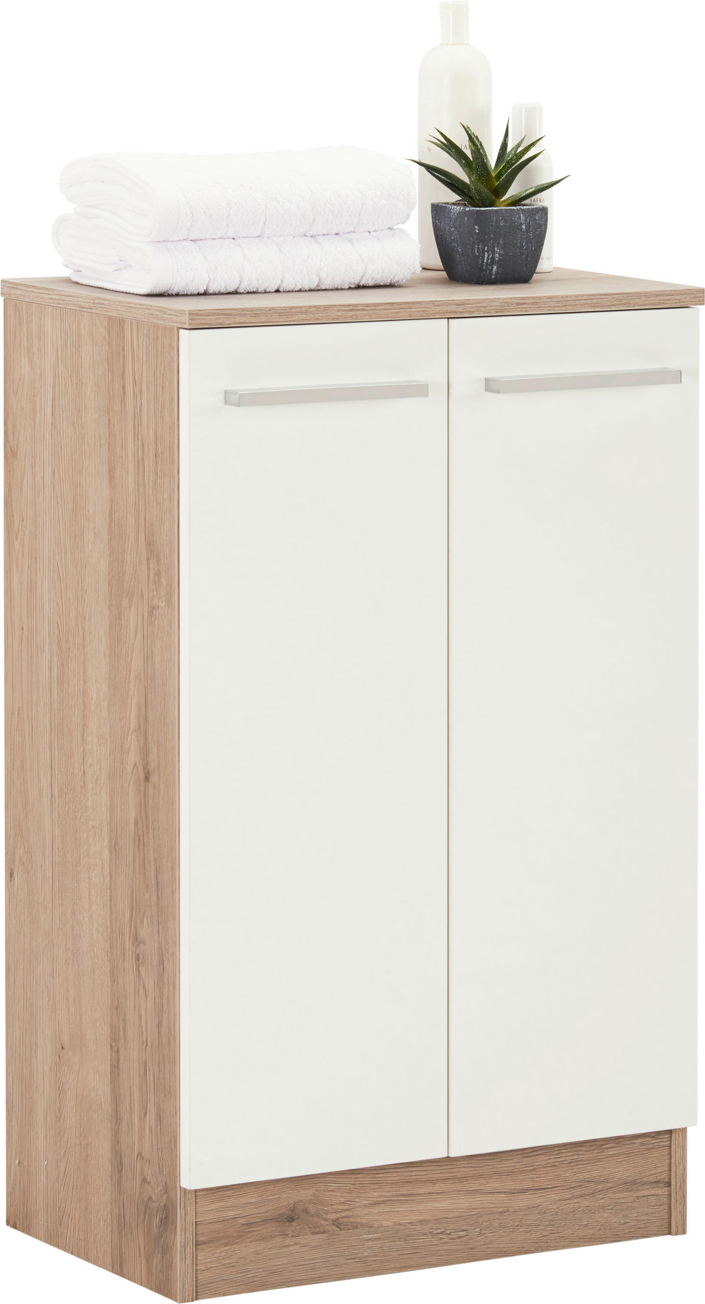 UNTERSCHRANK 50/81/33 cm   - Chromfarben/Eichefarben, KONVENTIONELL, Holzwerkstoff/Metall (50/81/33cm) - Carryhome