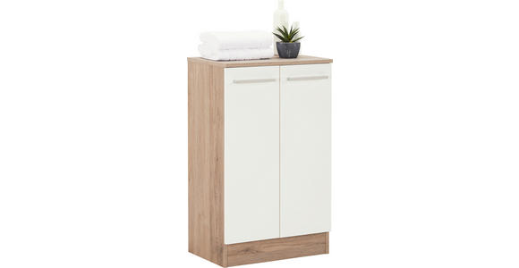 UNTERSCHRANK 50/81/33 cm - Chromfarben/Eichefarben, KONVENTIONELL, Holzwerkstoff/Metall (50/81/33cm) - Carryhome