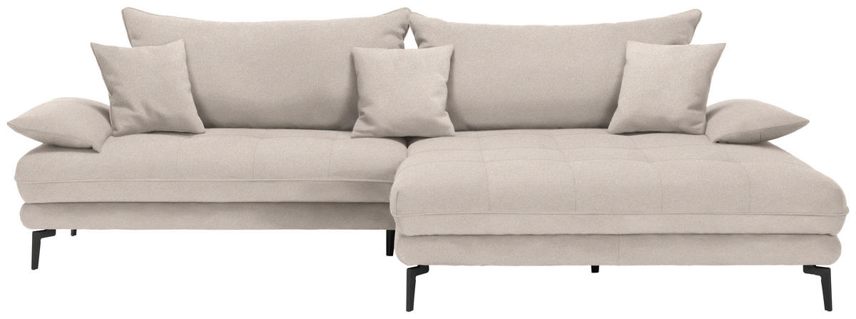 ECKSOFA PRATO Beige Mikrofaser  - Beige/Schwarz, MODERN, Textil/Metall (292/176cm) - MID.YOU