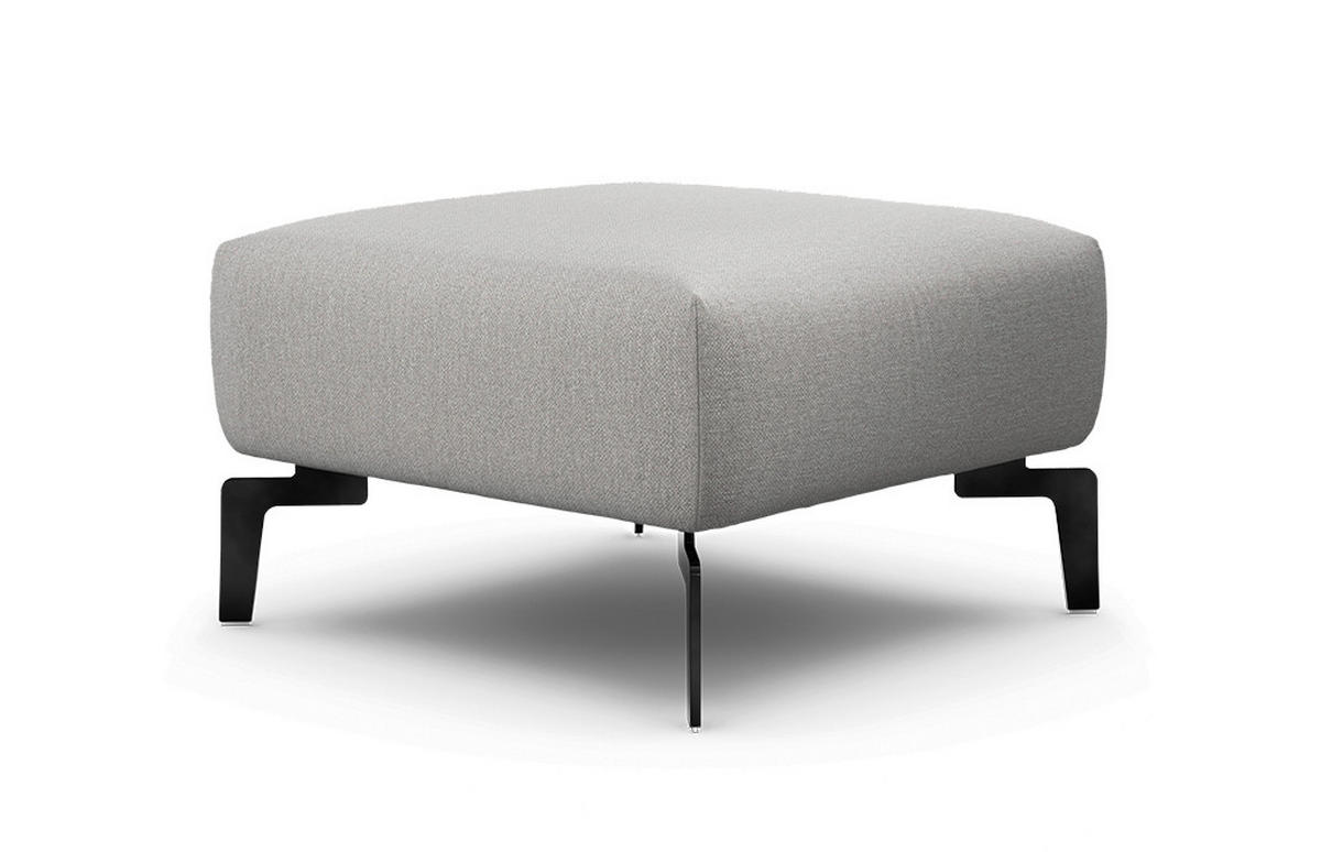 HOCKER Chenille Hellgrau  - Hellgrau/Schwarz, Design, Textil/Metall (70/70/46cm) - SENSOO