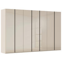 DREHTÜRENSCHRANK 350/223/61 cm,  in Champagner, 7-türig  - Champagner/Graphitfarben, Basics, Glas/Holzwerkstoff (350/223/61cm) - Novel