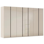 DREHTÜRENSCHRANK 350/223/61 cm,  in Champagner, 7-türig  - Champagner/Graphitfarben, Basics, Glas/Holzwerkstoff (350/223/61cm) - Novel