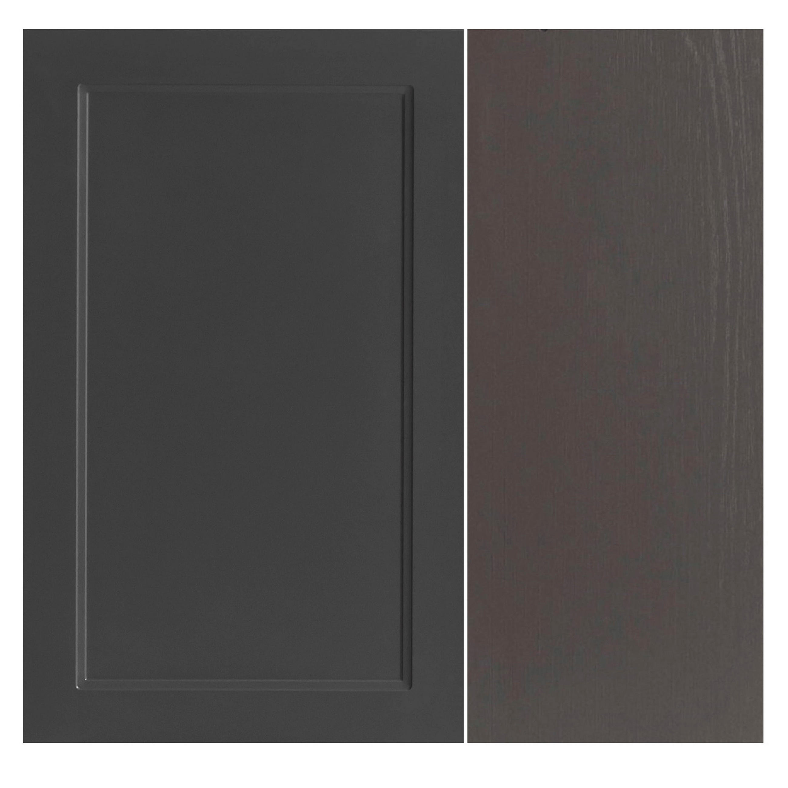 KÜCHENBLOCK 360 cm   in Grau, Eiche Wotan  - Eiche Wotan/Schwarz, LIFESTYLE, Holzwerkstoff/Metall (360cm) - Held