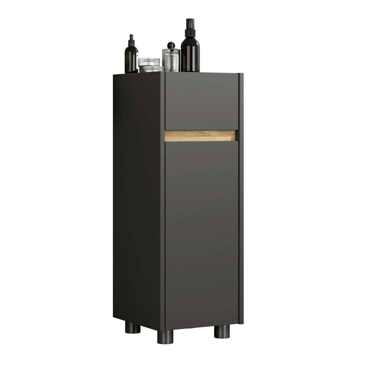 MIDISCHRANK 30/85/33 cm  - Honigeiche/Anthrazit, Trend, Holzwerkstoff/Kunststoff (30/85/33cm) - MID.YOU