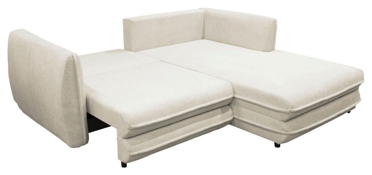 ECKSOFA in Struktur Creme  240/201 cm  - Creme/Schwarz, Design, Kunststoff/Textil (240/201cm) - MID.YOU
