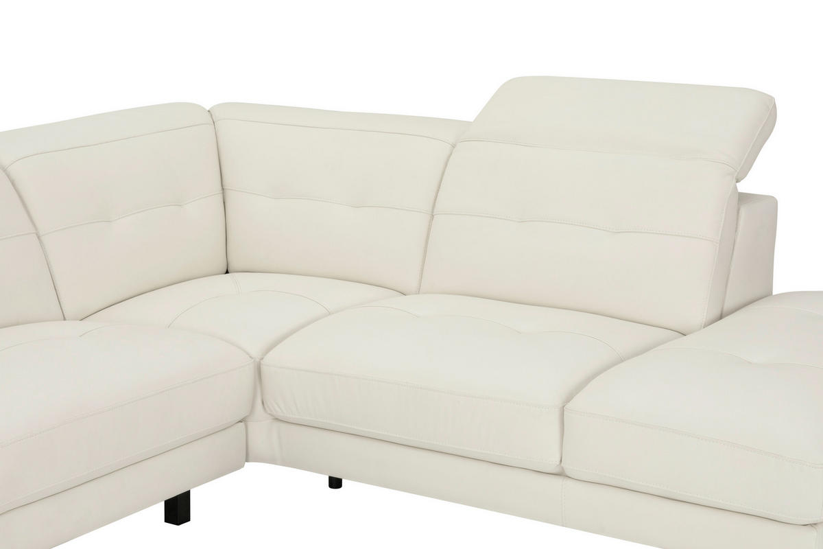 ECKSOFA Weiß Echtleder  - Schwarz/Weiß, MODERN, Leder/Metall (287/224cm) - MID.YOU