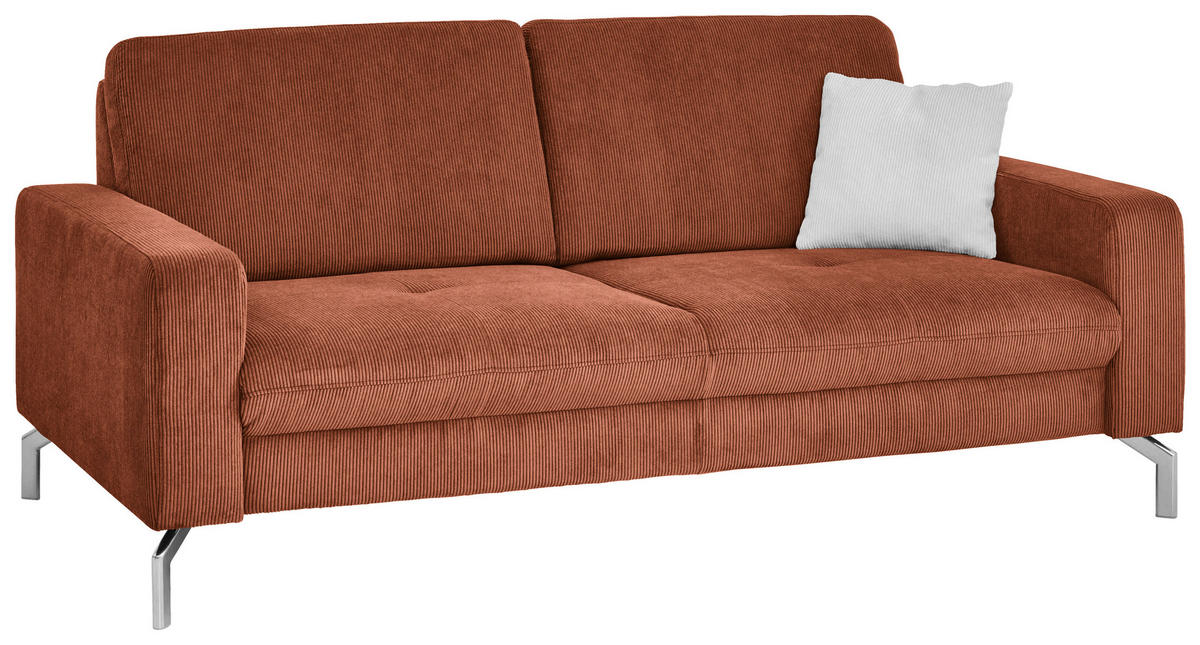 3-SITZER-SOFA Feincord Rostfarben  - Chromfarben/Rostfarben, Design, Textil/Metall (194/87/105cm) - Beldomo Style