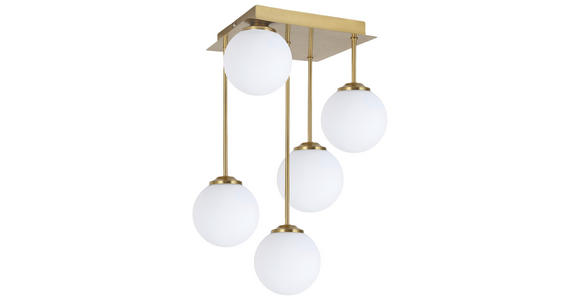 HÄNGELEUCHTE 25,5/25,5/41 cm - Goldfarben/Weiß, Trend, Glas/Metall (25,5/25,5/41cm) - Novel