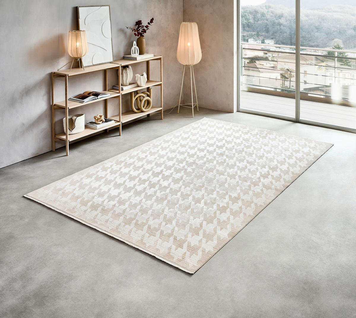 WEBTEPPICH 200/290 cm Houndstooth Allover  - Beige, Design, Textil (200/290cm) - Dieter Knoll