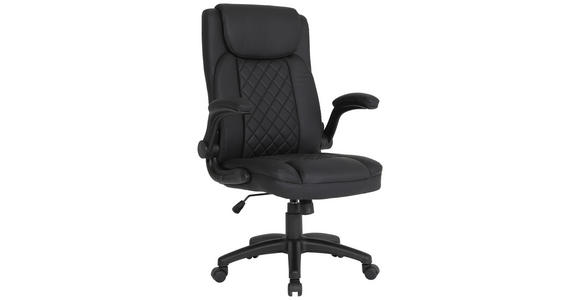 CHEFSESSEL in Lederlook Schwarz - Schwarz, Design, Kunststoff/Textil (63,5/107,5-117/68cm) - Carryhome