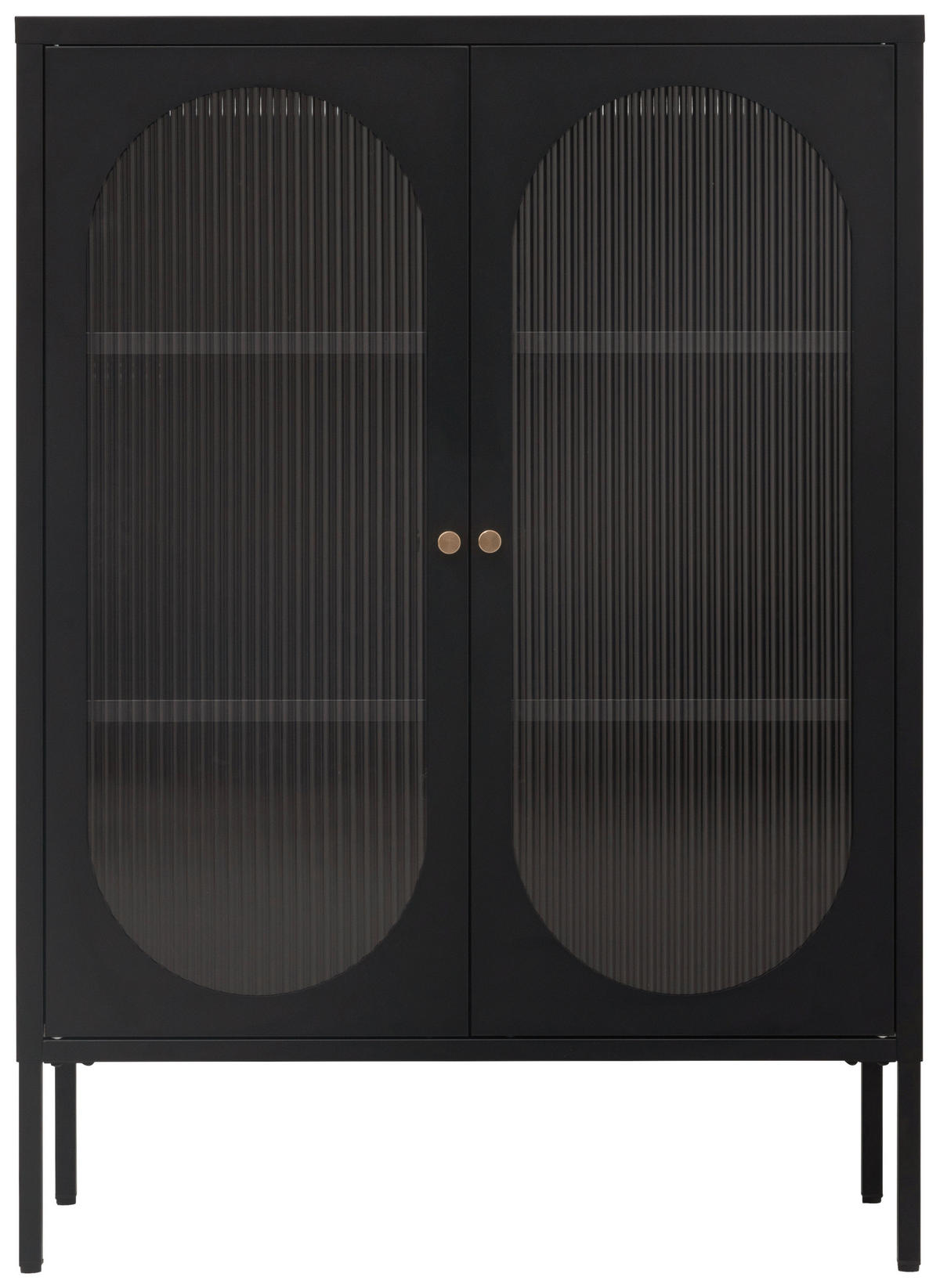 VITRINE  in Schwarz  - Transparent/Goldfarben, Design, Glas/Metall (80/110/40cm) - MID.YOU