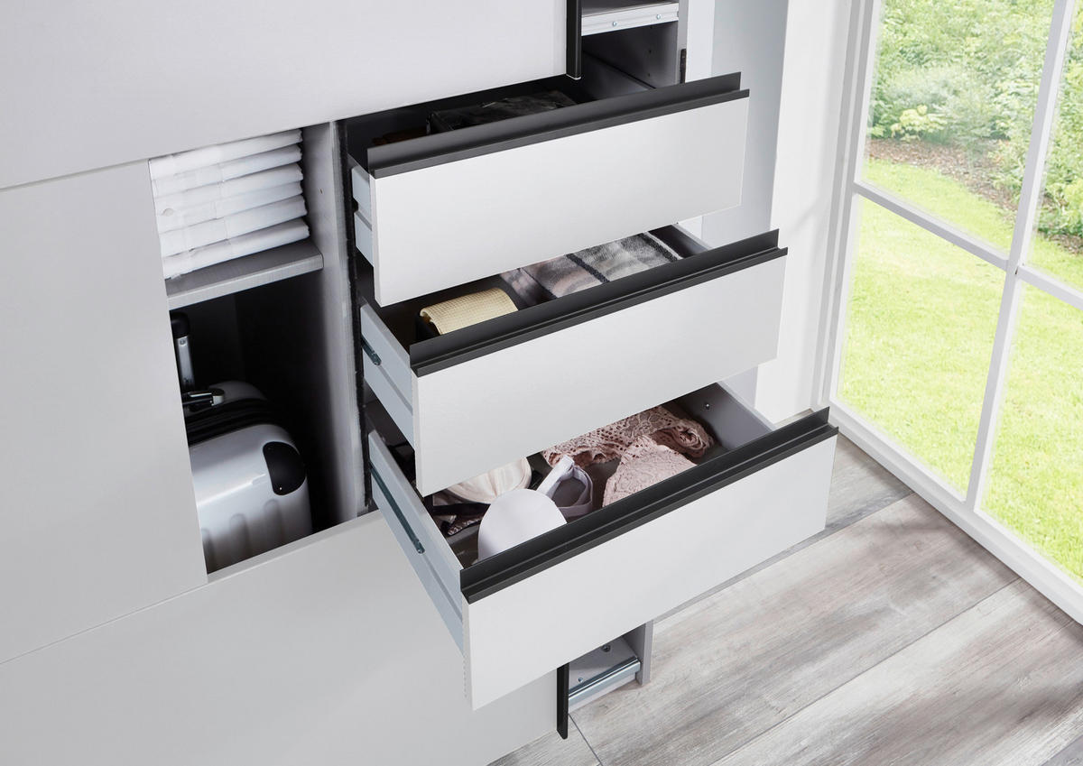 GARDEROB MED SKJUTDÖRRAR 225/210/64 cm 2-dörrar - vit/svart, Modern, metall/trämaterial (225/210/64cm) - MID.YOU