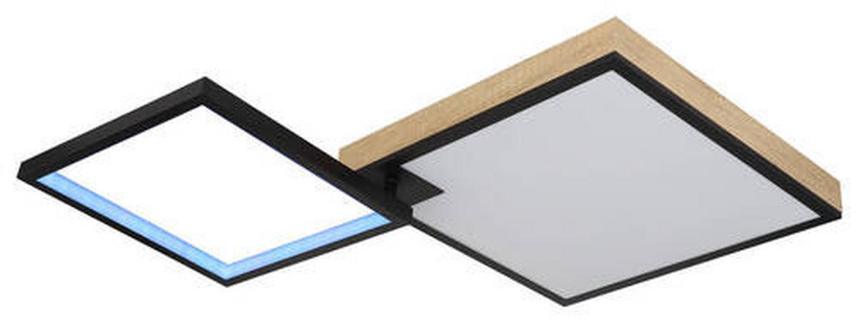 LED-TAKLAMPA 40 W 85,5/55/10 cm  - opal/svart, Design, metall/trämaterial (85,5/55/10cm) - Globo