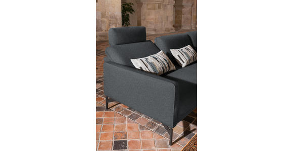 ECKSOFA in Flachgewebe, Struktur Grau  - Anthrazit/Grau, Design, Textil/Metall (254/230cm) - Ambiente