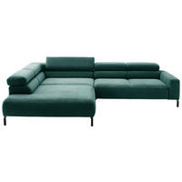 ECKSOFA inkl. Funktion in Cord Dunkelgrün  219/309 cm  - Dunkelgrün/Schwarz, MODERN, Textil/Metall (219/309cm) - Pure Home Lifestyle